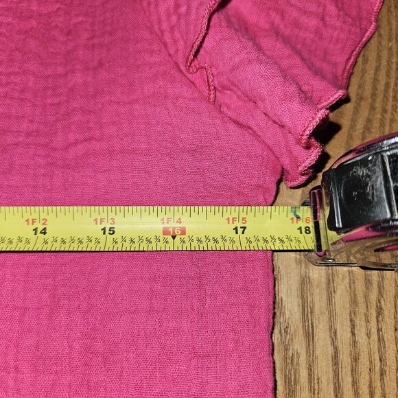 Dokotoo Fushia Rose Women's  Medium Short Ruffled Sleeve 100% Cotton Shirt New - Picture 7 of 10